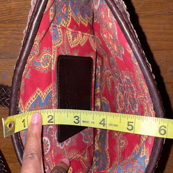 Brighton Woven Crossbody straw wicker leather paisley charm rope braid snap bag - Picture 9 of 12